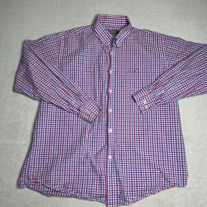Mobile Bay Gingham Button Down Shirt Men Size Medium Pink Blue Plaid Long Sleeve